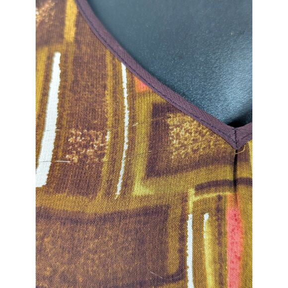 LOLA P. Vintage Geometric Print Maxi Dress Boho Hippie Retro Column Dress Large - Picture 10 of 12